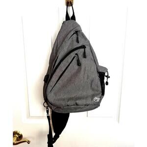 Turnway Gray Sling Backpack Crossbody Travel Daypack w Padded Mesh Back Panel